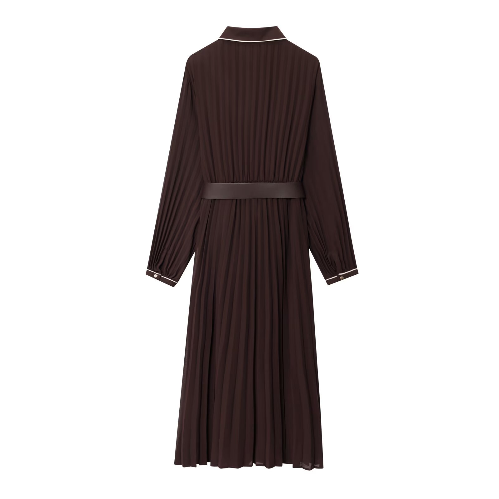 Vestido midi plisado con cinturón para mujer - KUN-00066