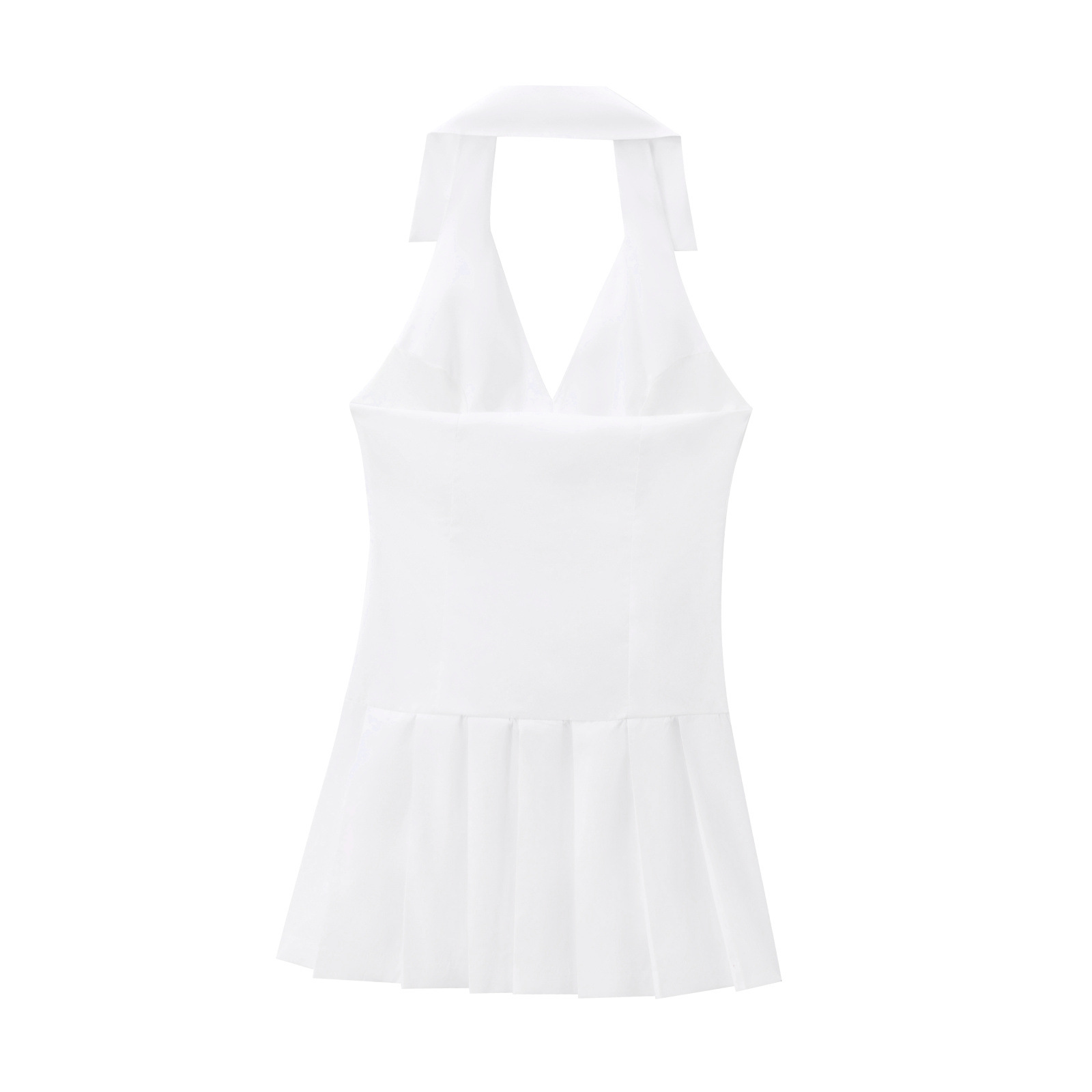 Poplin halterjurk met riem - Veelzijdige damesjurk KUN-00069