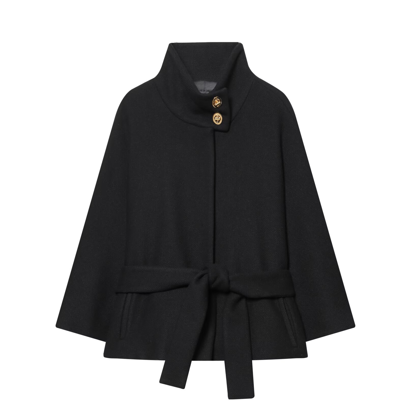 Manteau court superposé en laine mélangée KUN-00010