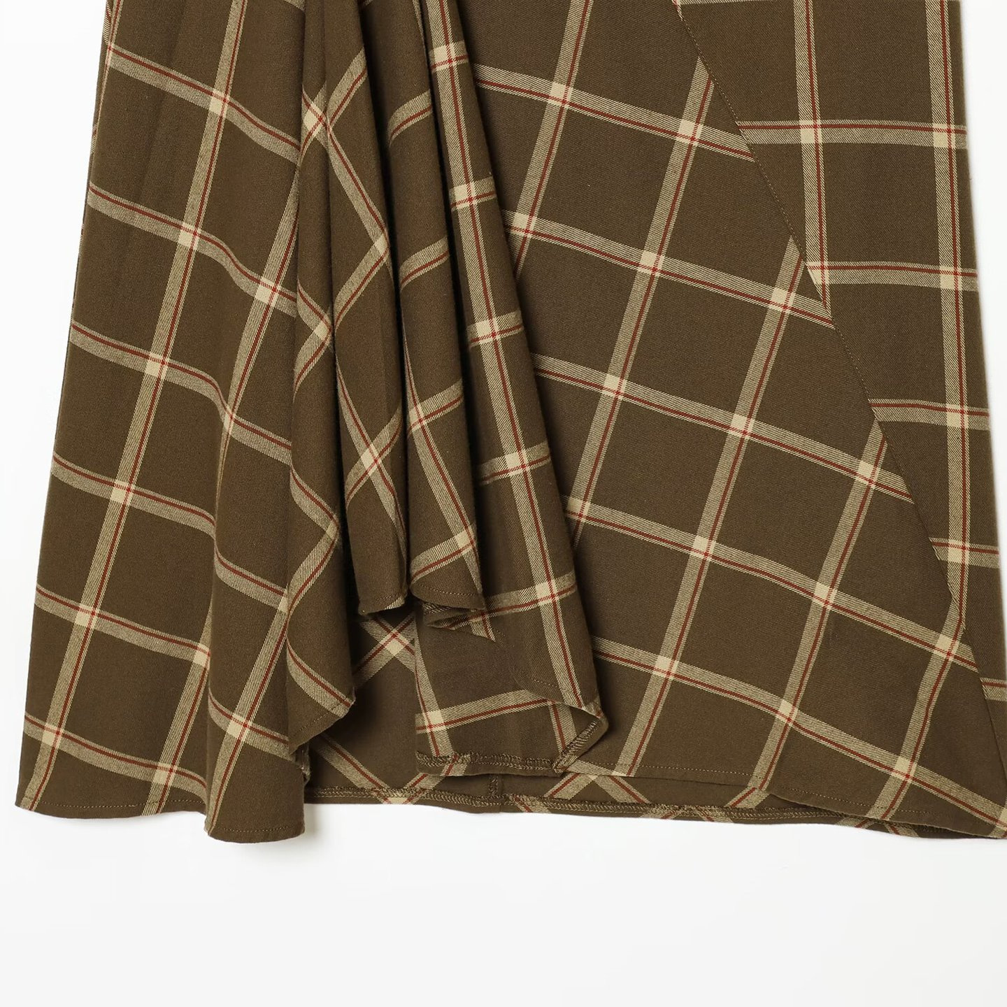 Midi Plaid Skirt - Layered Ruffle A-Line KUN-00002