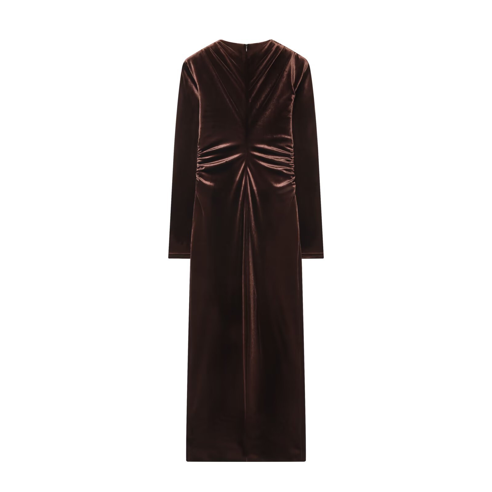 Vestido midi de terciopelo - Elegante vestido fruncido para mujer KUN-00120