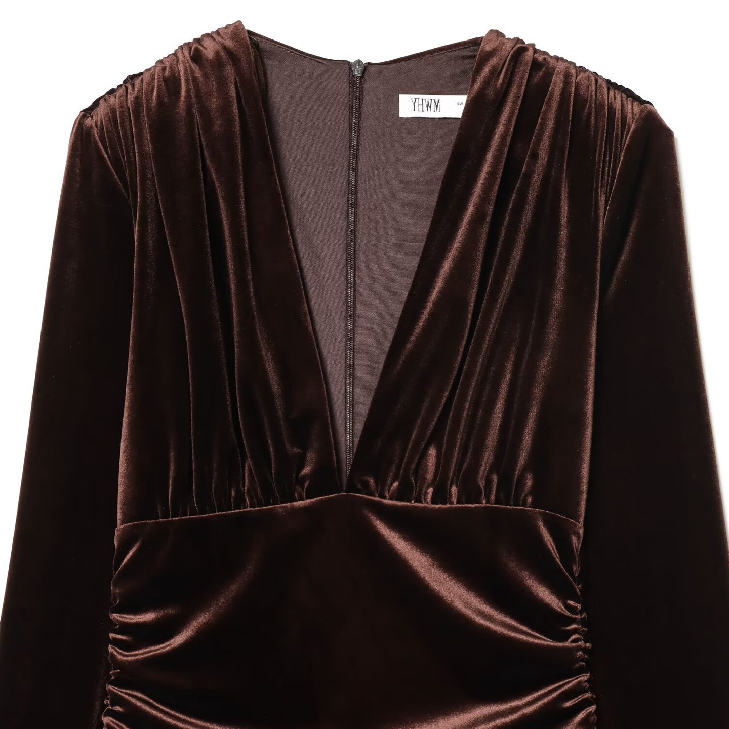 Vestido midi de terciopelo - Elegante vestido fruncido para mujer KUN-00120