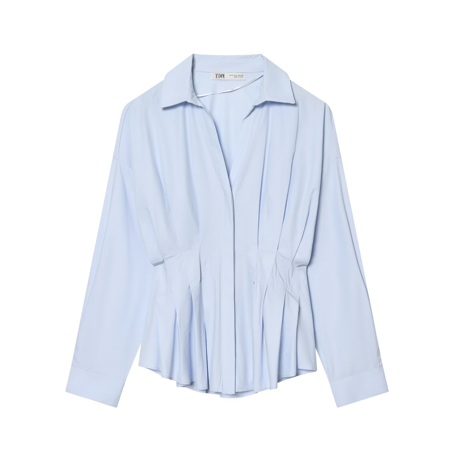 Popeline-Bluse, plissiert, modisches Hemd KUN-00084