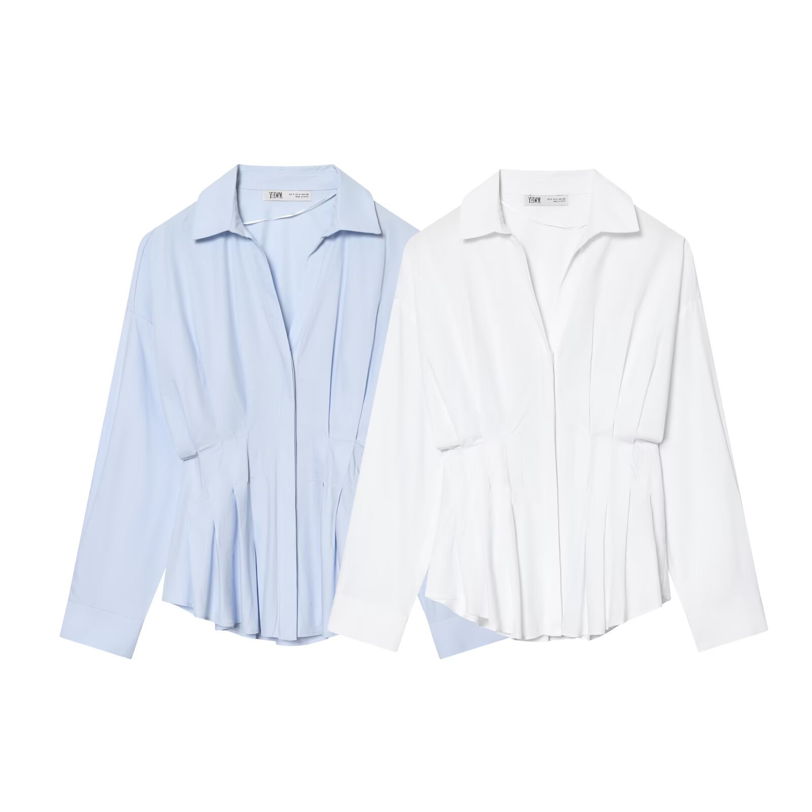 Popeline-Bluse, plissiert, modisches Hemd KUN-00084