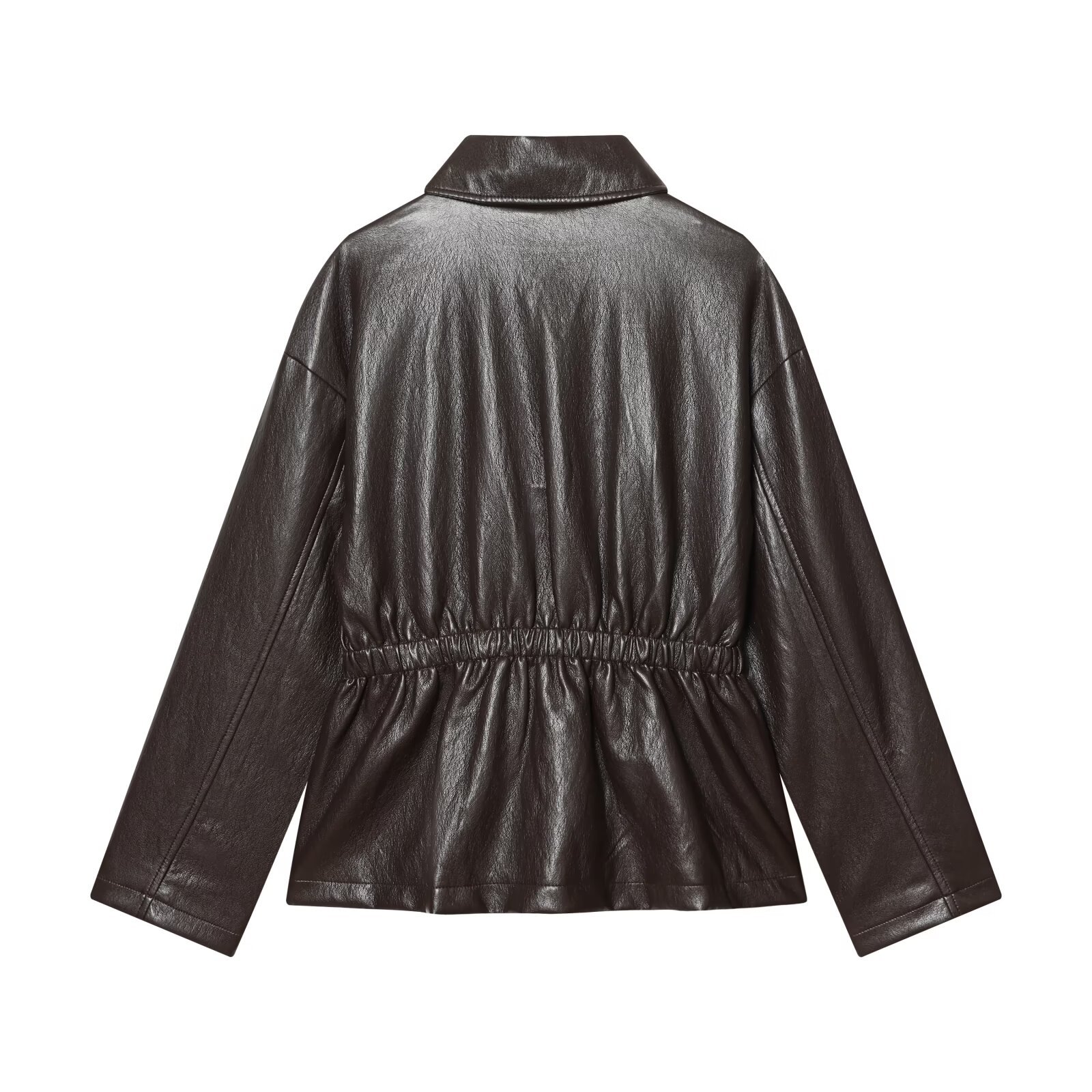 Kunstleren jas met elastische taille, trendy en casual model KUN-00013