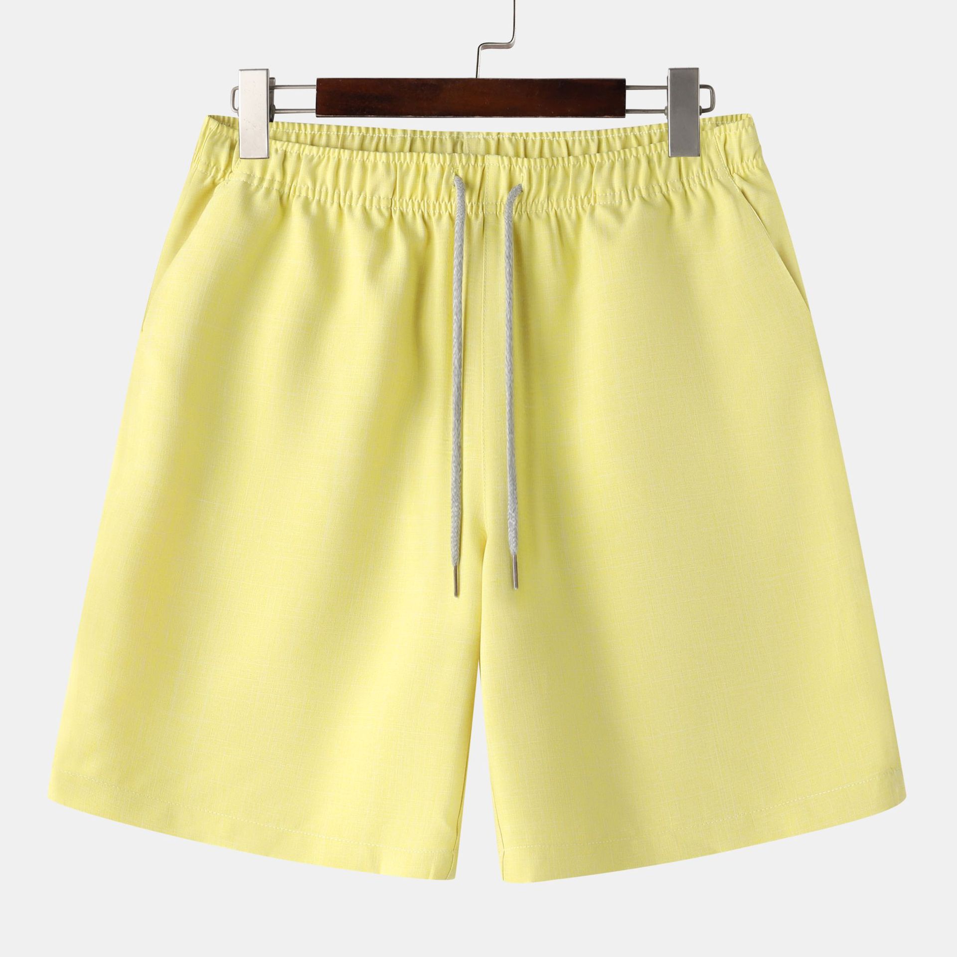 Men's Early Summer Solid Color Stand Collar Short Sleeve Shirt & Shorts Set