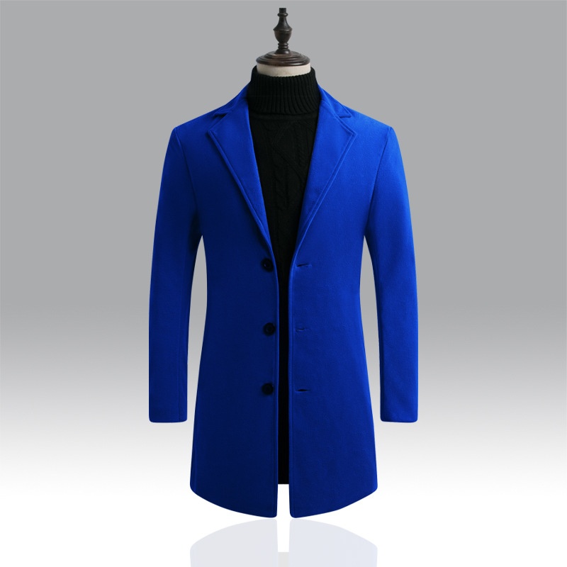 Men's Wool Blend Trench Coat - Slim Fit Mid-Length