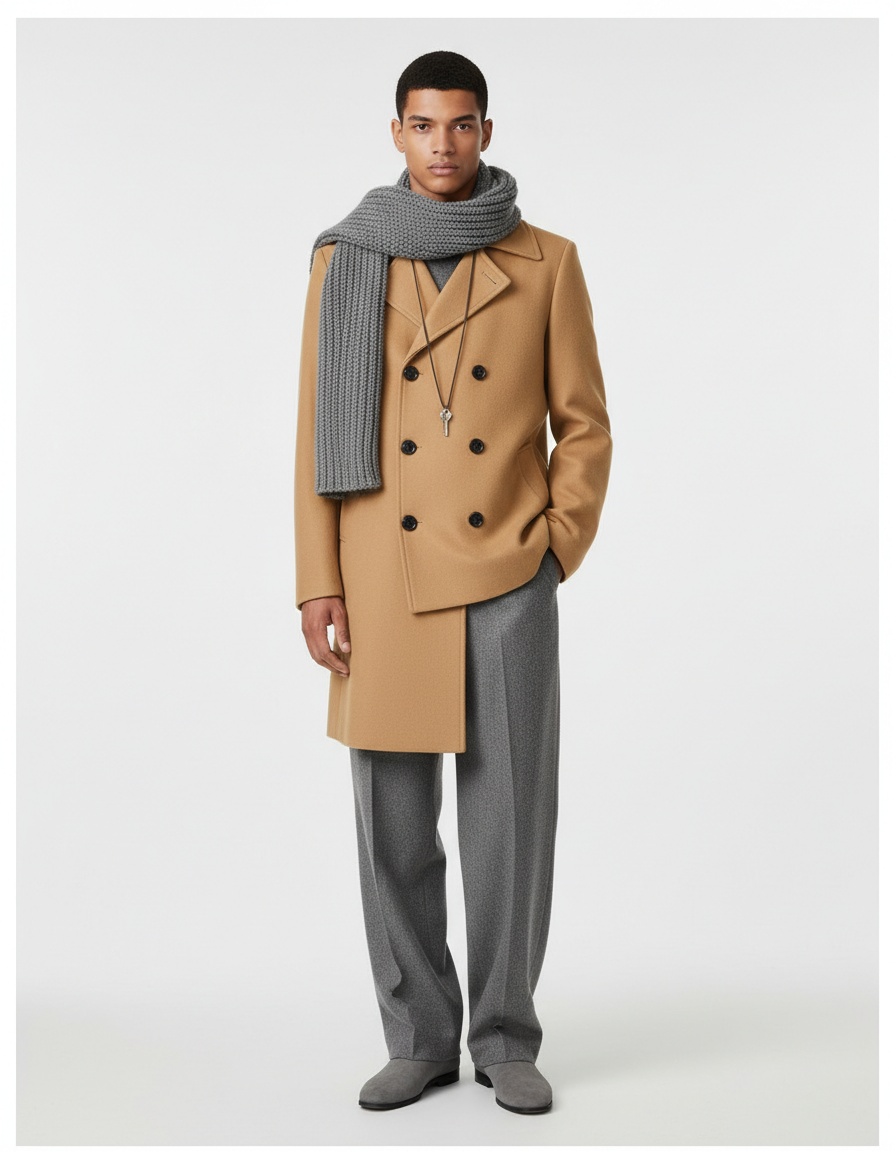 Men's Mid-Length Double-Breasted Trench coat