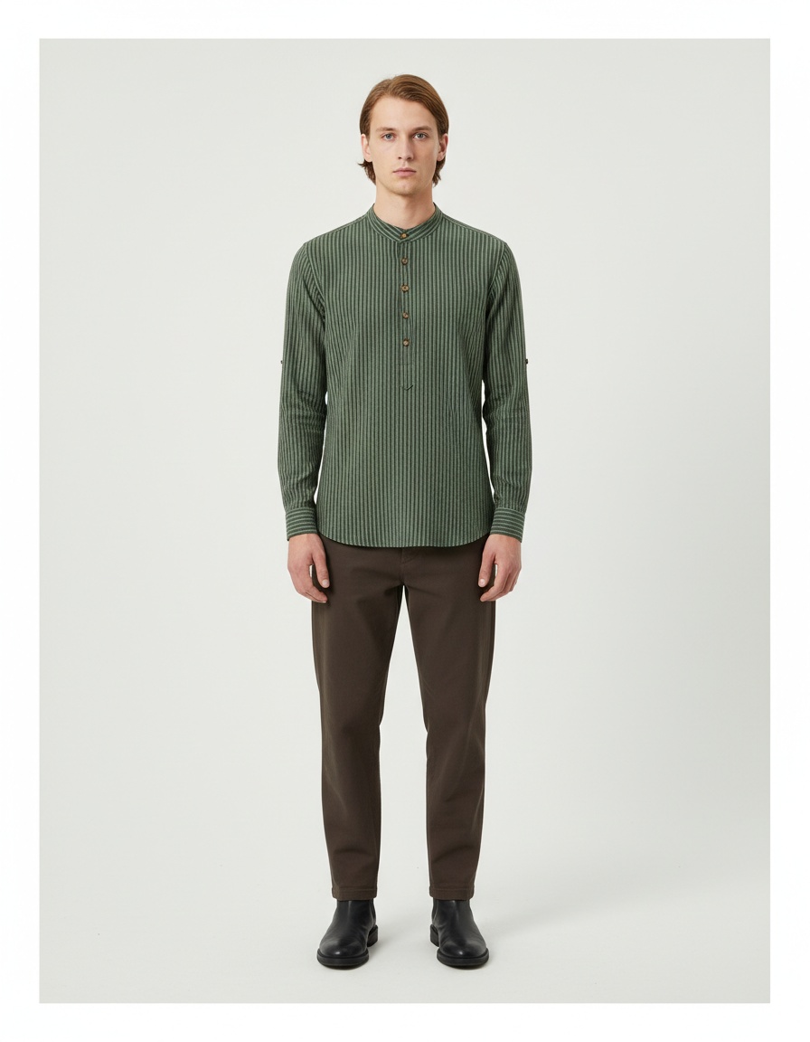 Men's Casual Long Sleeve Printed Floral Shirt