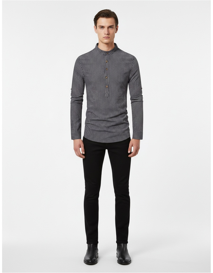 Men's Casual Long Sleeve Printed Floral Shirt