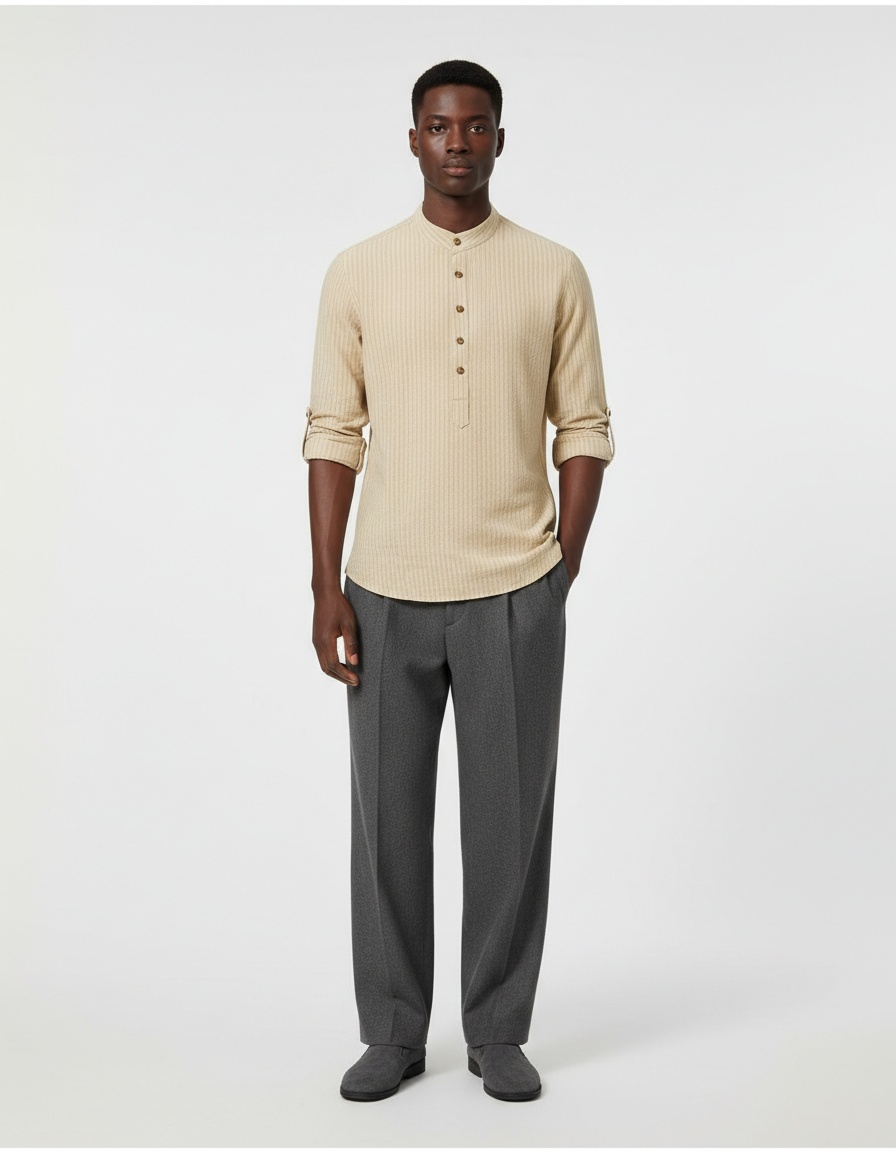 Men's Casual Long Sleeve Printed Floral Shirt