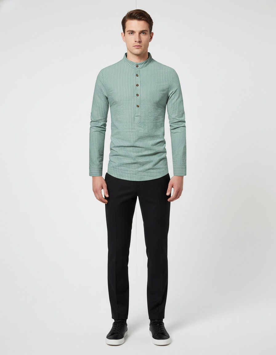 Men's Casual Long Sleeve Printed Floral Shirt