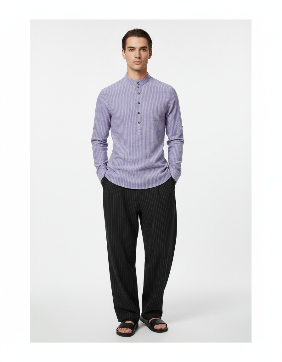 Men's Casual Long Sleeve Printed Floral Shirt