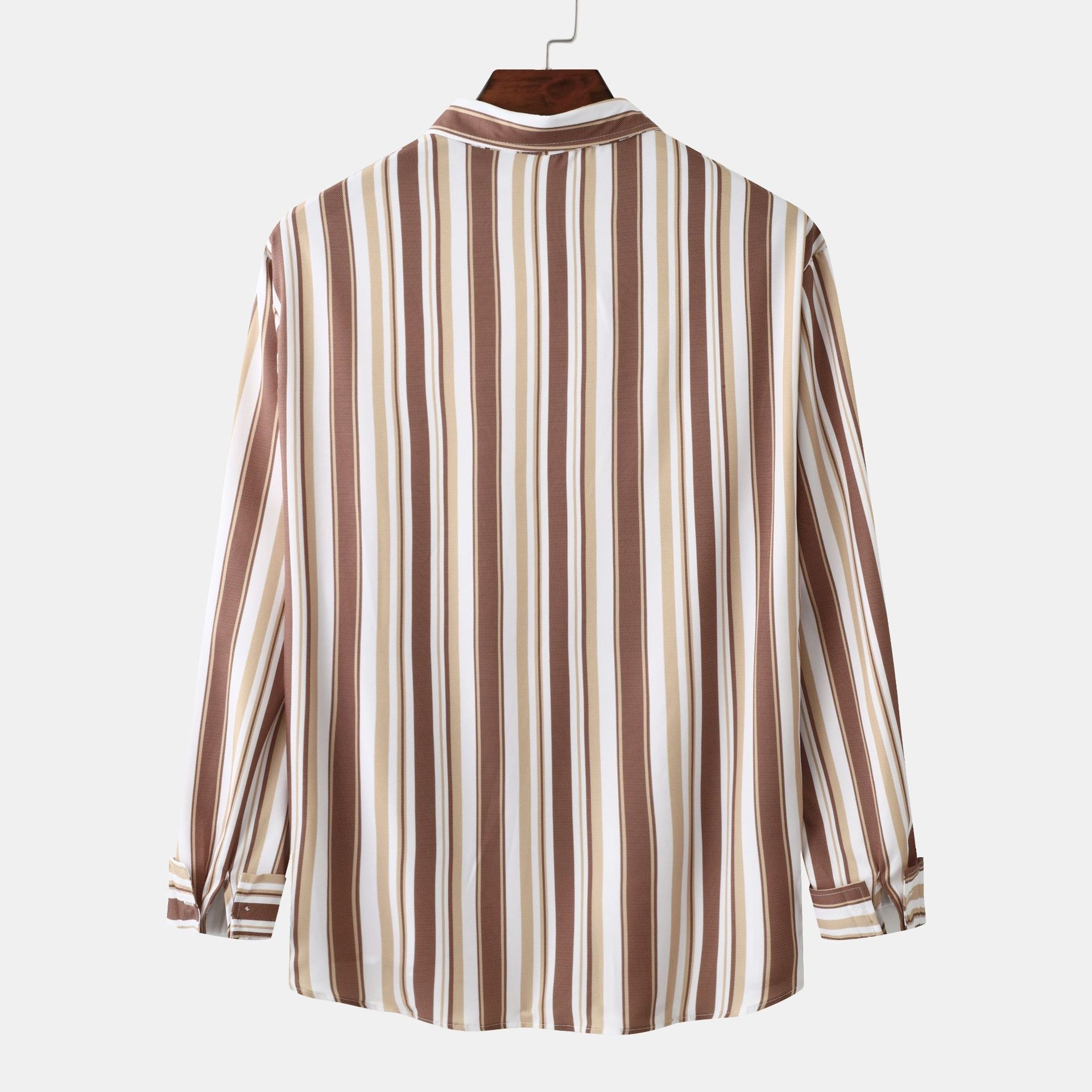 Men's Slim Fit Striped Turn-down Collar Long Sleeve  Shirt