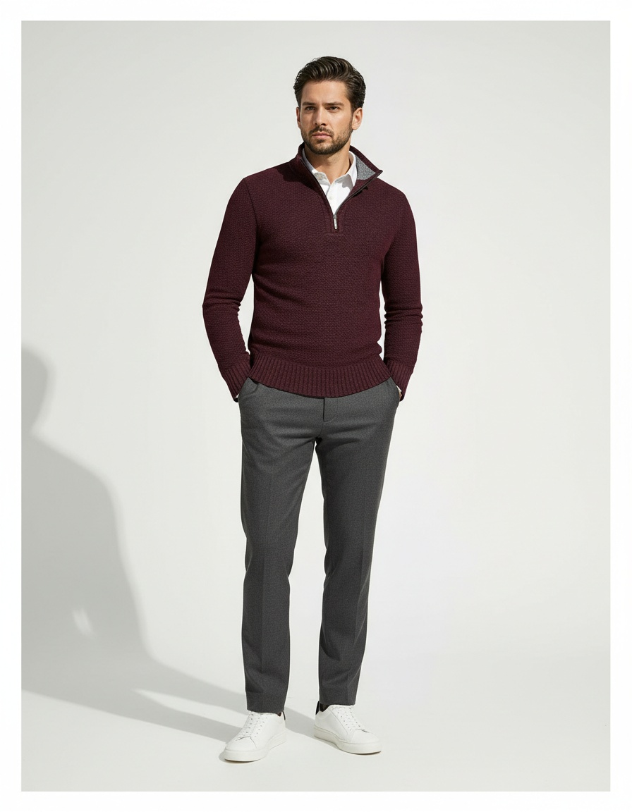 Men's Long Sleeve Knitted Pullover Sweater