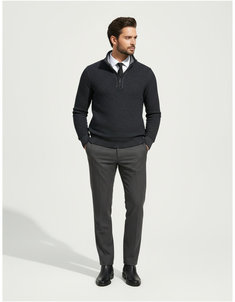 Men's Long Sleeve Knitted Pullover Sweater