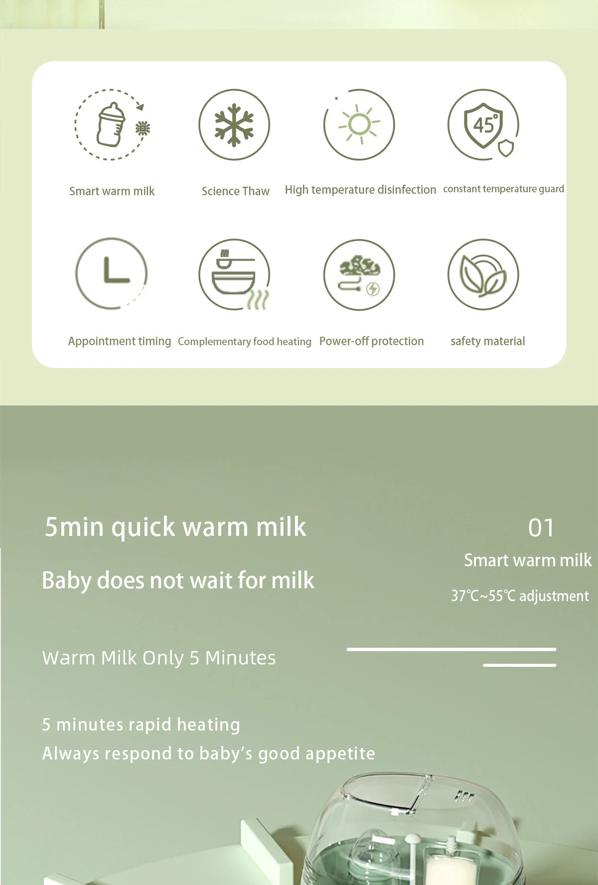 Smart Baby Bottle Warmer & Sterilizer - Fast Heating