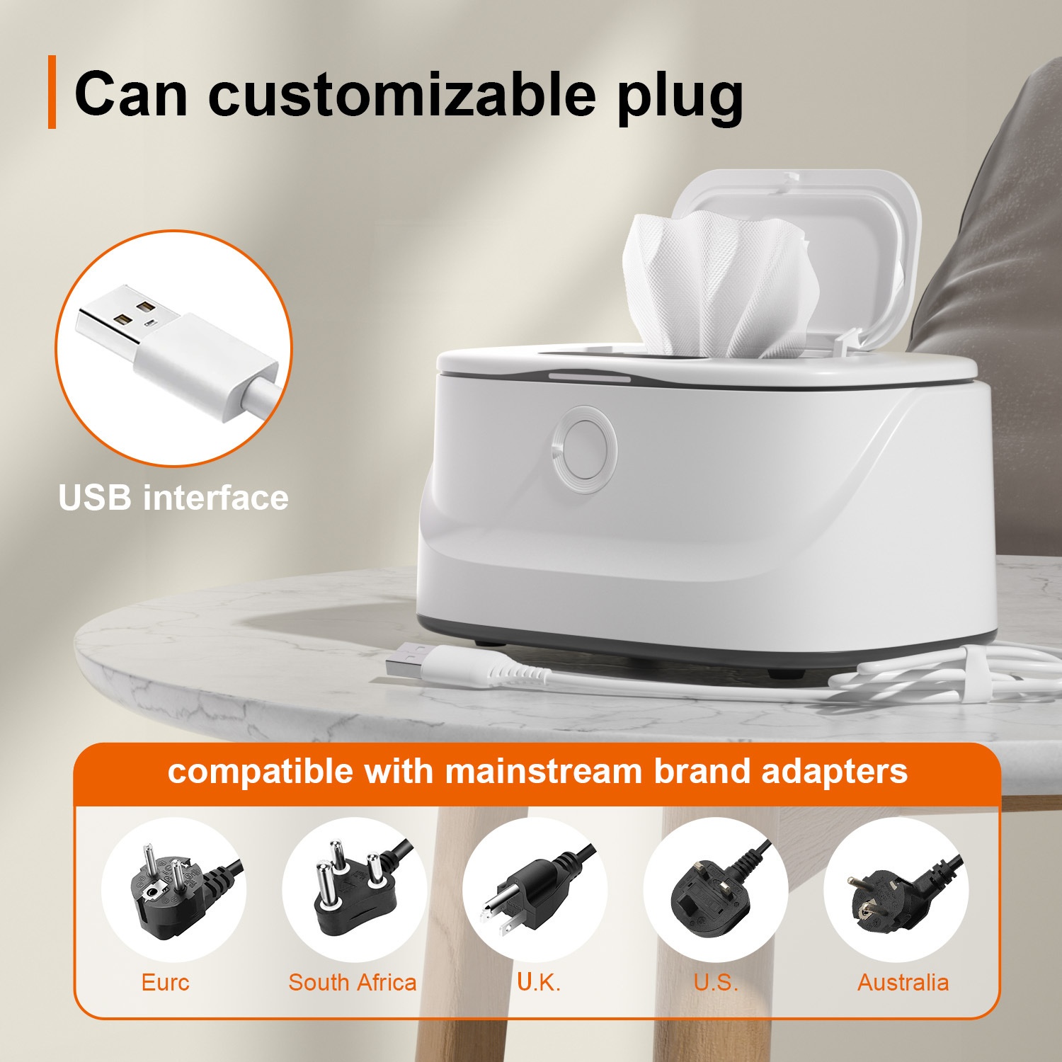 Smart Baby Wipe Warmer with LED Touch Screen & Night Light