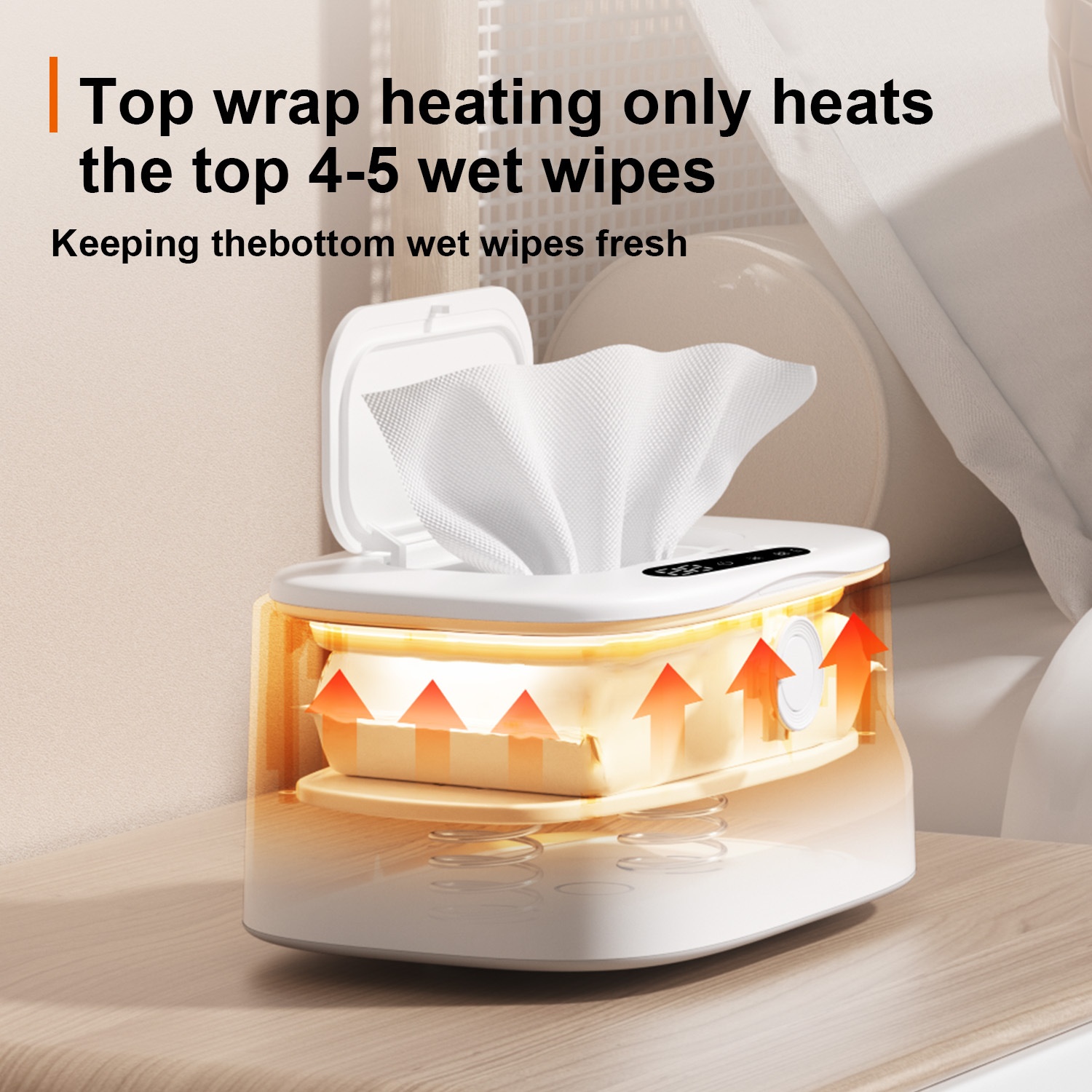 Smart Baby Wipe Warmer with LED Touch Screen & Night Light