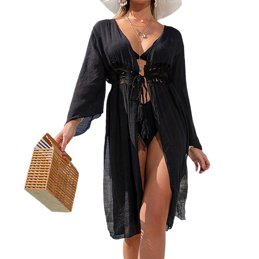 Women's Sheer Crochet Beach Cover Up Kimono Swimsuit