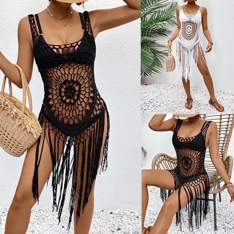 Crochet Fringe Beach Cover-Up Top - Boho Vest