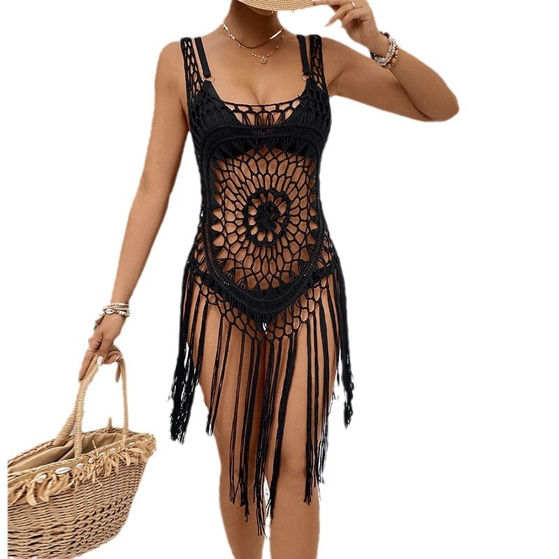 Crochet Fringe Beach Cover-Up Top - Boho Vest