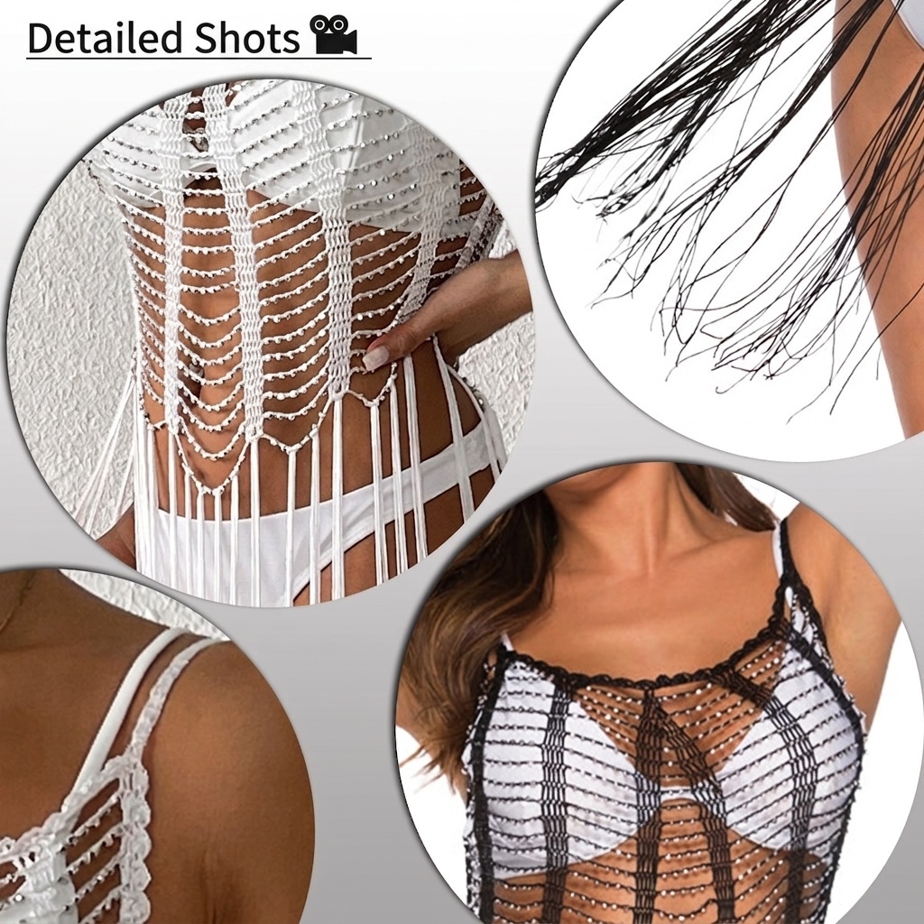 Crochet Fringe Swim Cover Up Dress Beachwear