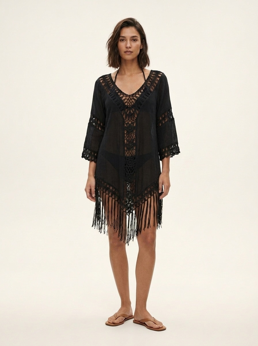 Women's Crochet Fringe Beach Cover Up Swimsuit Dress