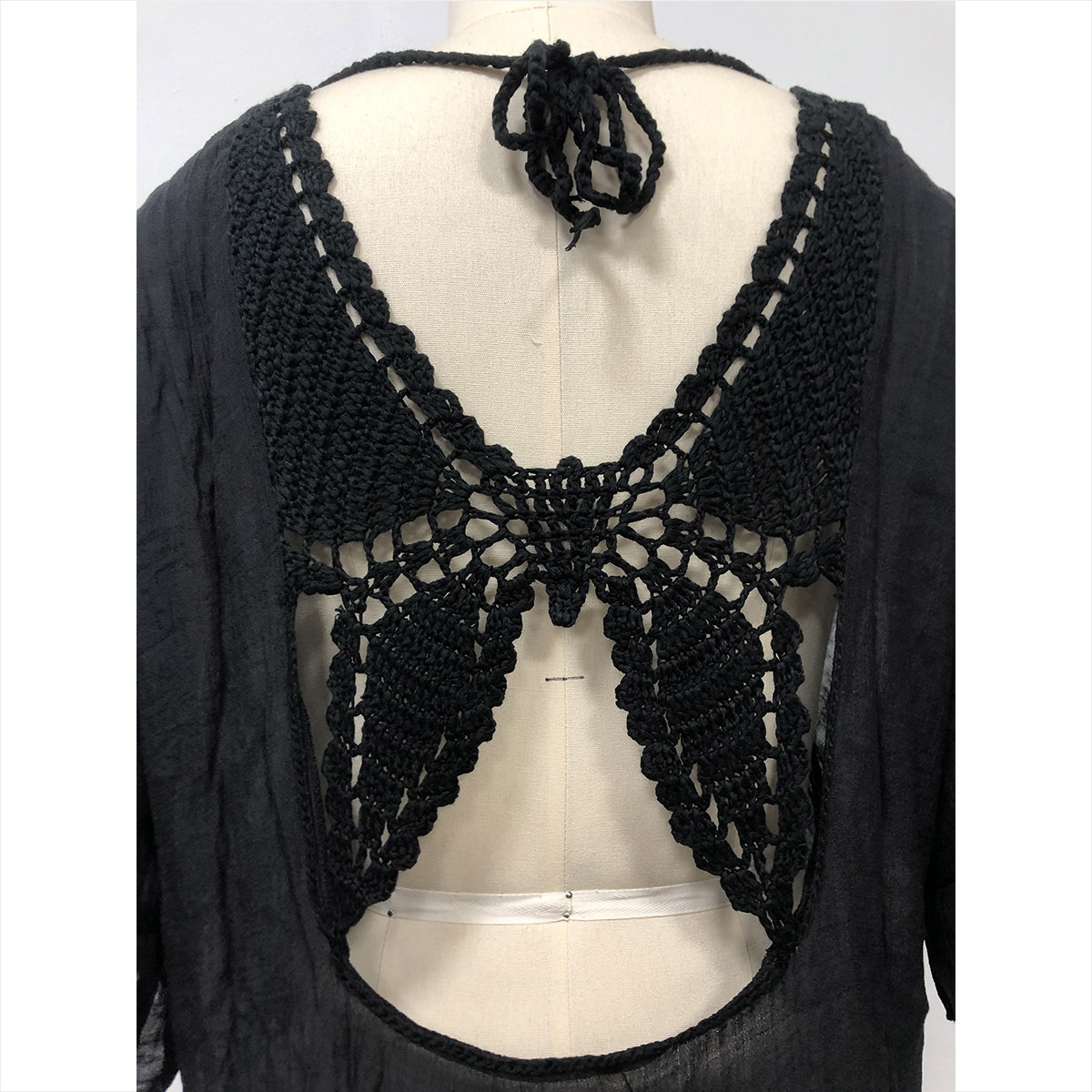 Women's Crochet Butterfly Back Beach Cover Up Tunic Dress