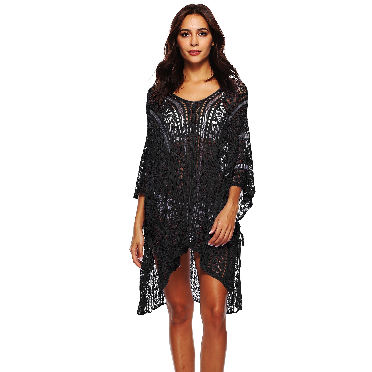 Women's Crochet Knit Beach Cover Up Tunic V-Neck Swimwear