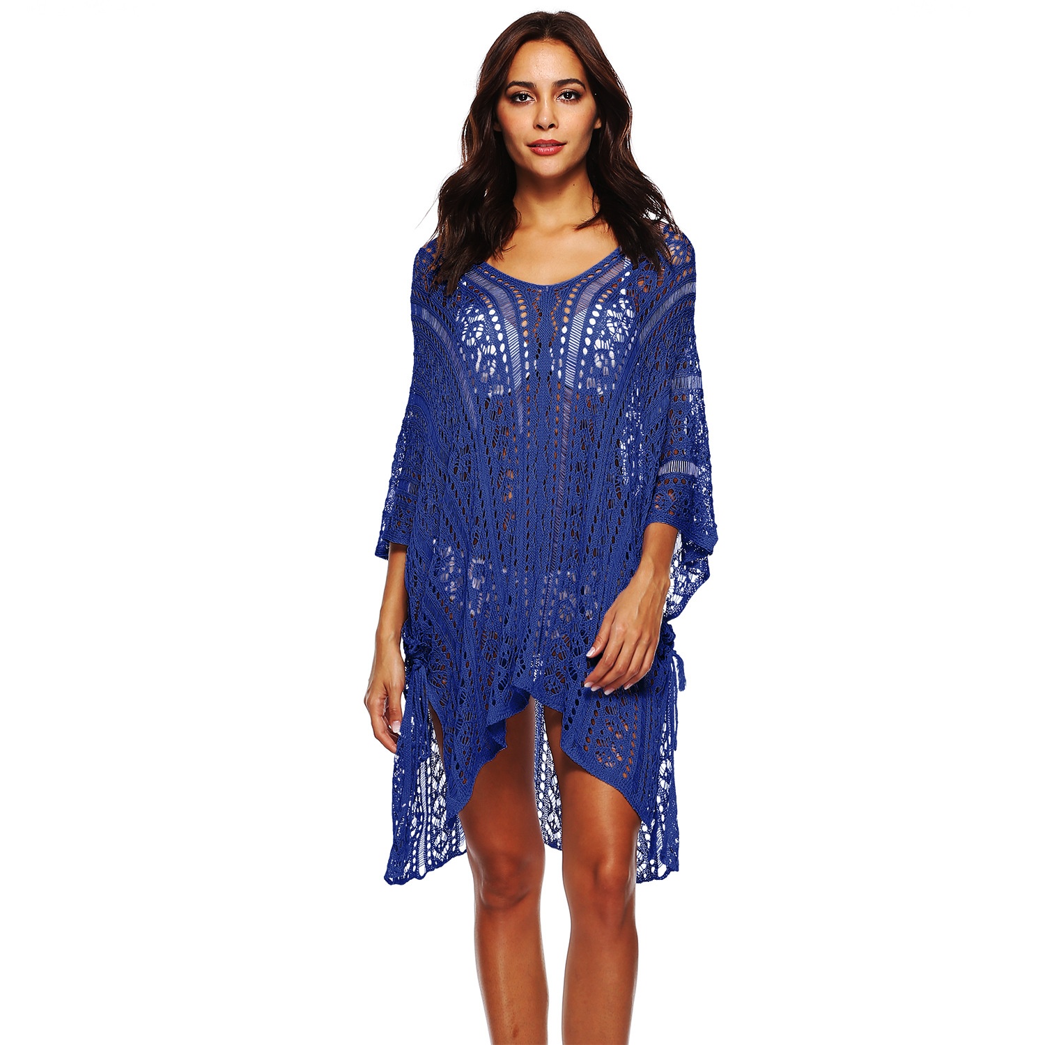 Women's Crochet Knit Beach Cover Up Tunic V-Neck Swimwear