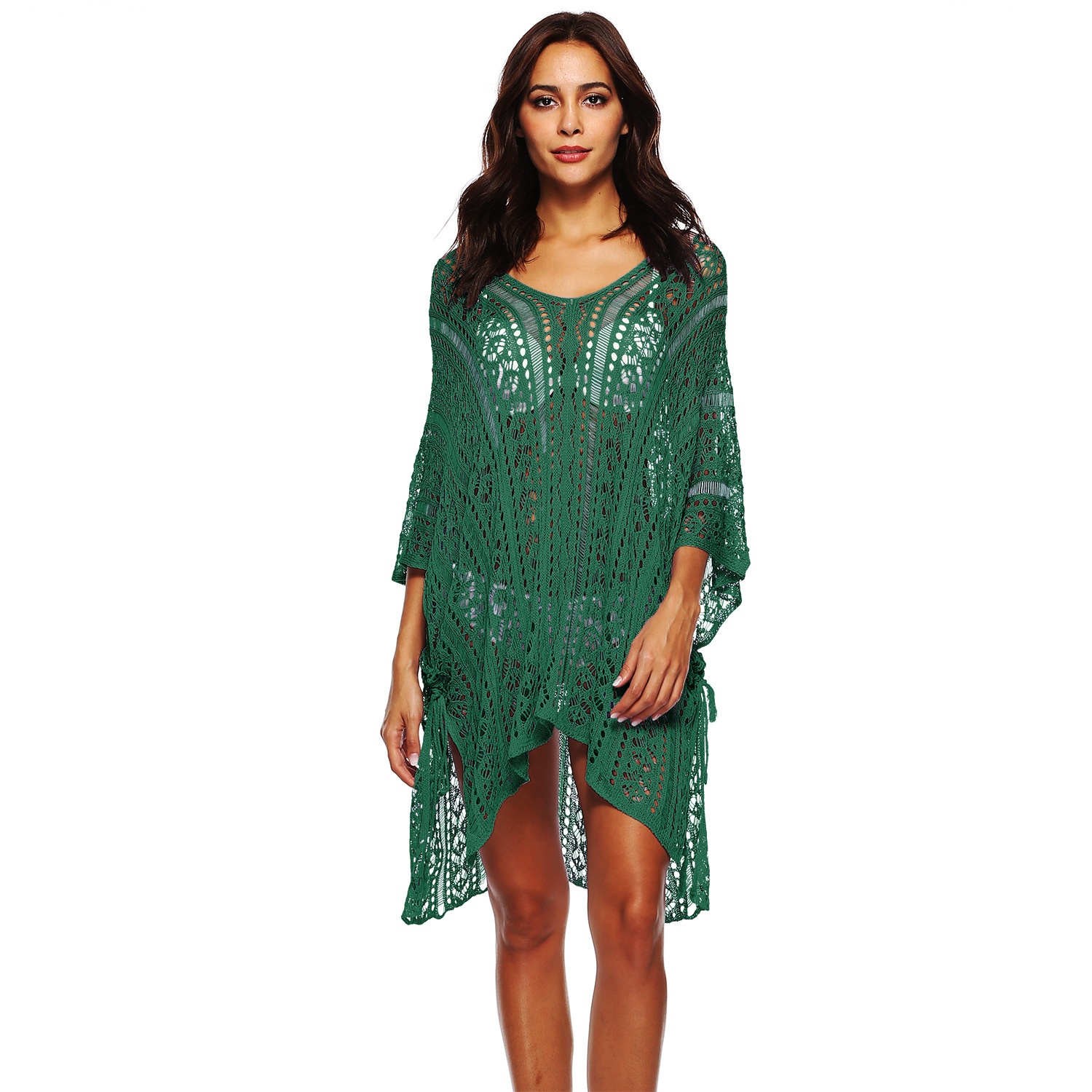 Women's Crochet Knit Beach Cover Up Tunic V-Neck Swimwear