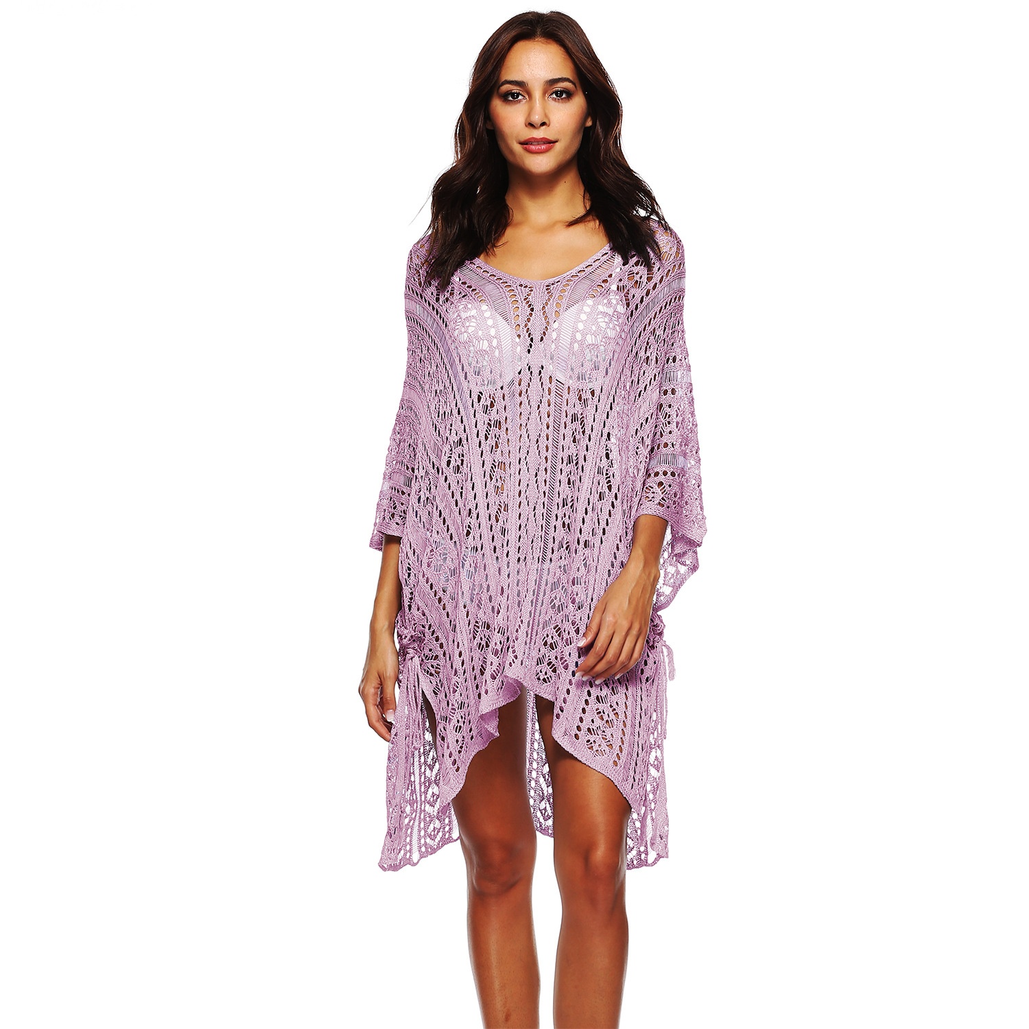 Women's Crochet Knit Beach Cover Up Tunic V-Neck Swimwear