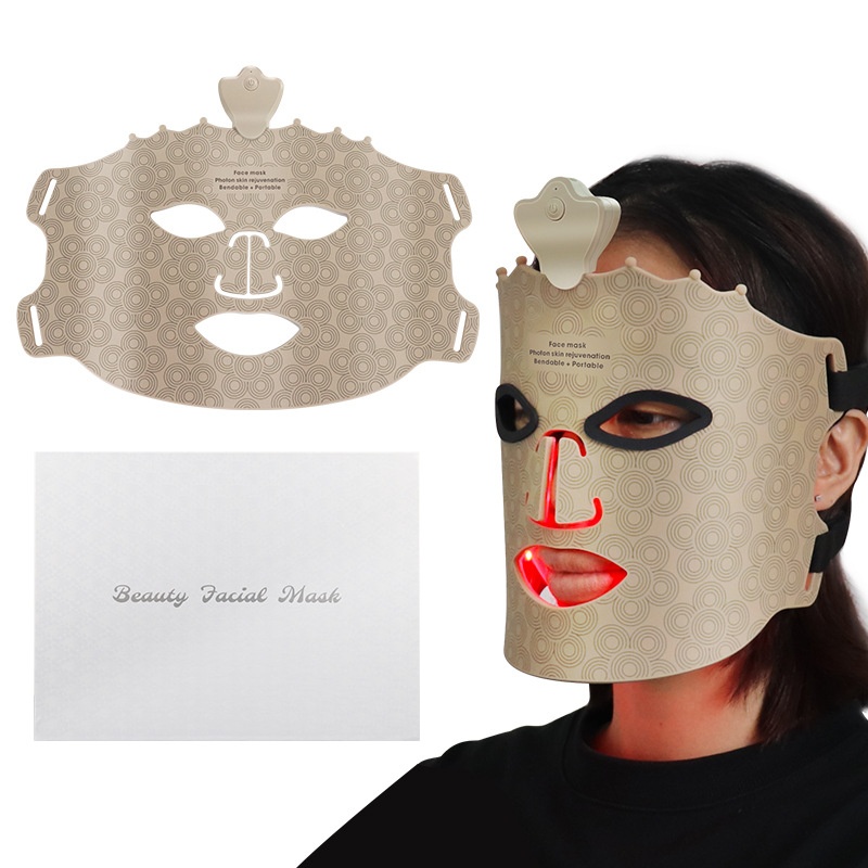 Mascarilla facial de rejuvenecimiento con fotones LED de 7 colores - Flexible y portátil