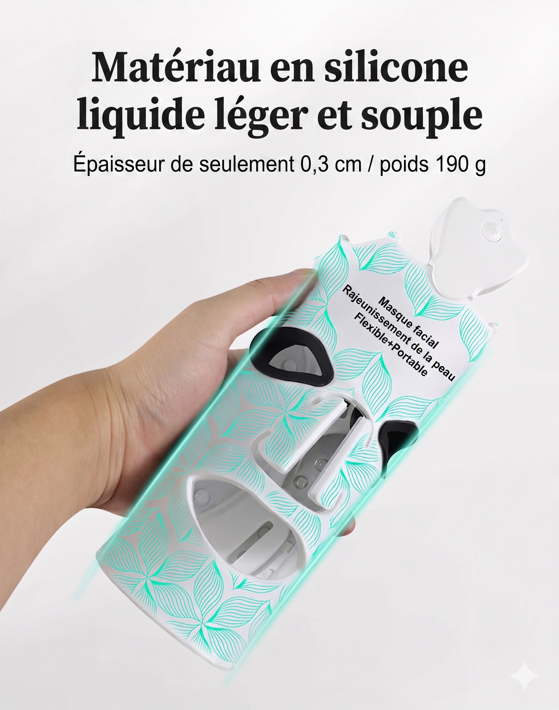 Masque facial de rajeunissement par photons LED 7 couleurs - Flexible et portable