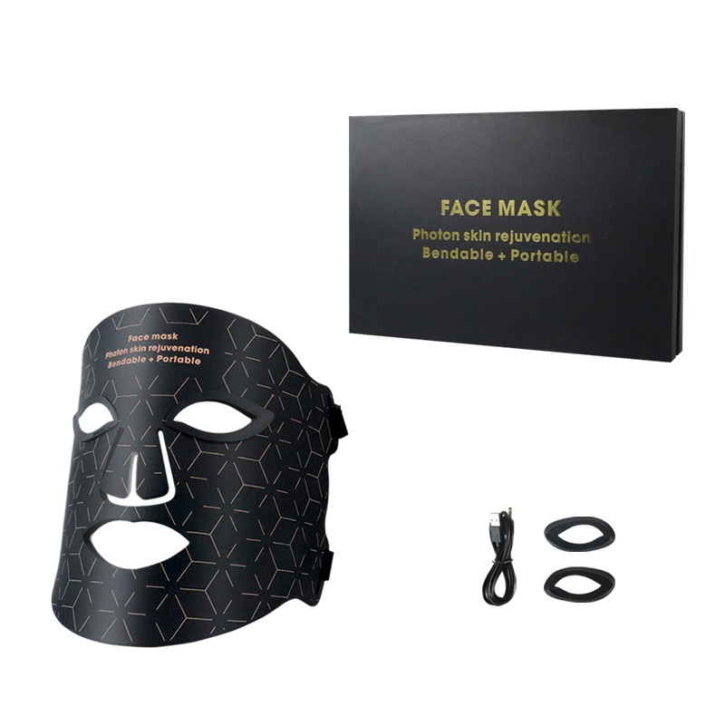 Mascarilla portátil LED de fotones para el rejuvenecimiento facial y del cuello.