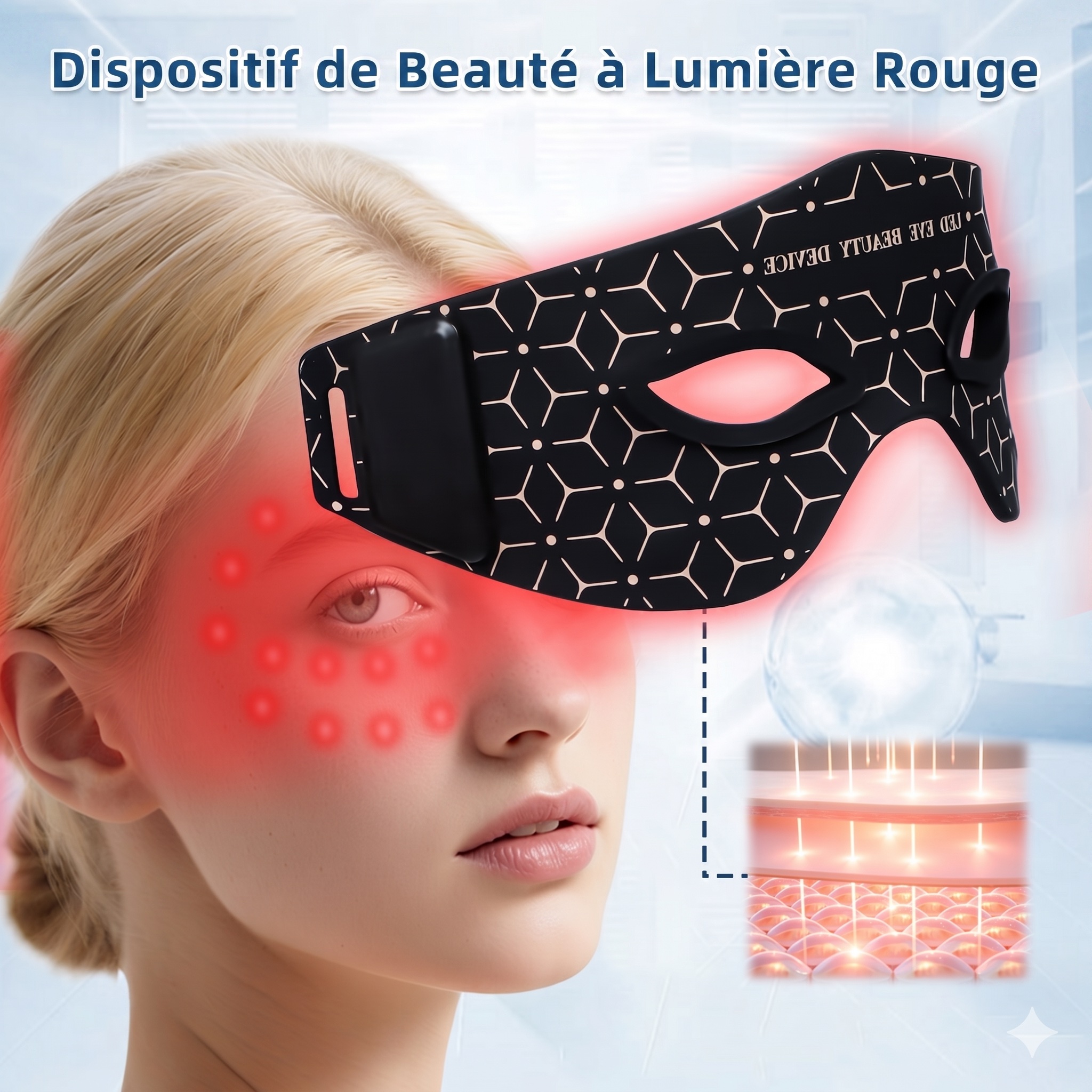 Masque pour les yeux à luminothérapie LED rouge | Appareil de beauté anti-âge