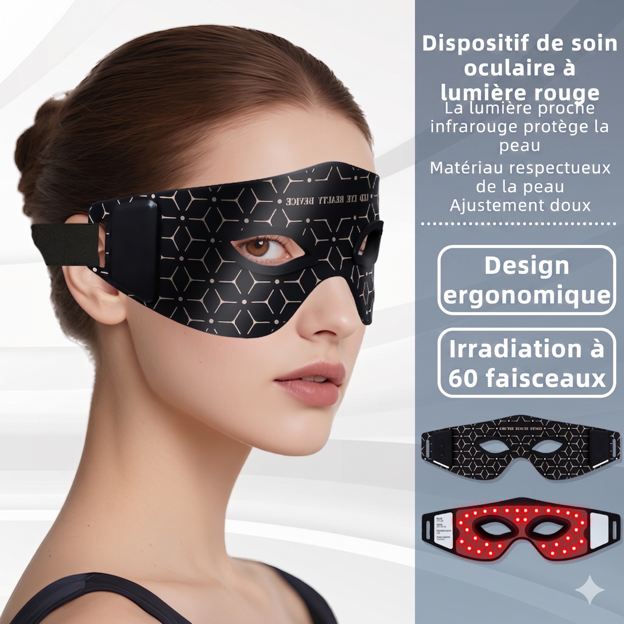 Masque pour les yeux à luminothérapie LED rouge | Appareil de beauté anti-âge