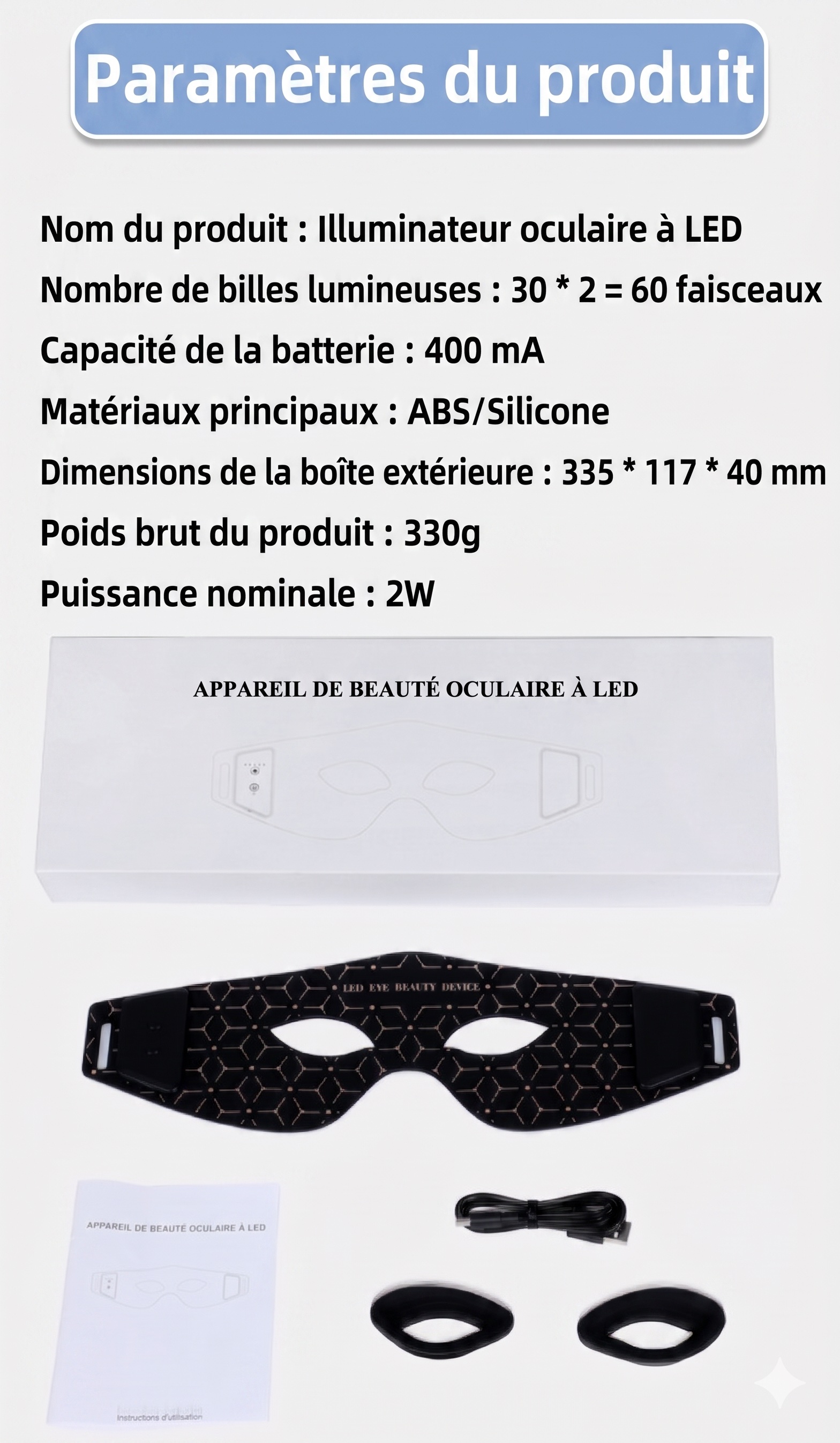 Masque pour les yeux à luminothérapie LED rouge | Appareil de beauté anti-âge