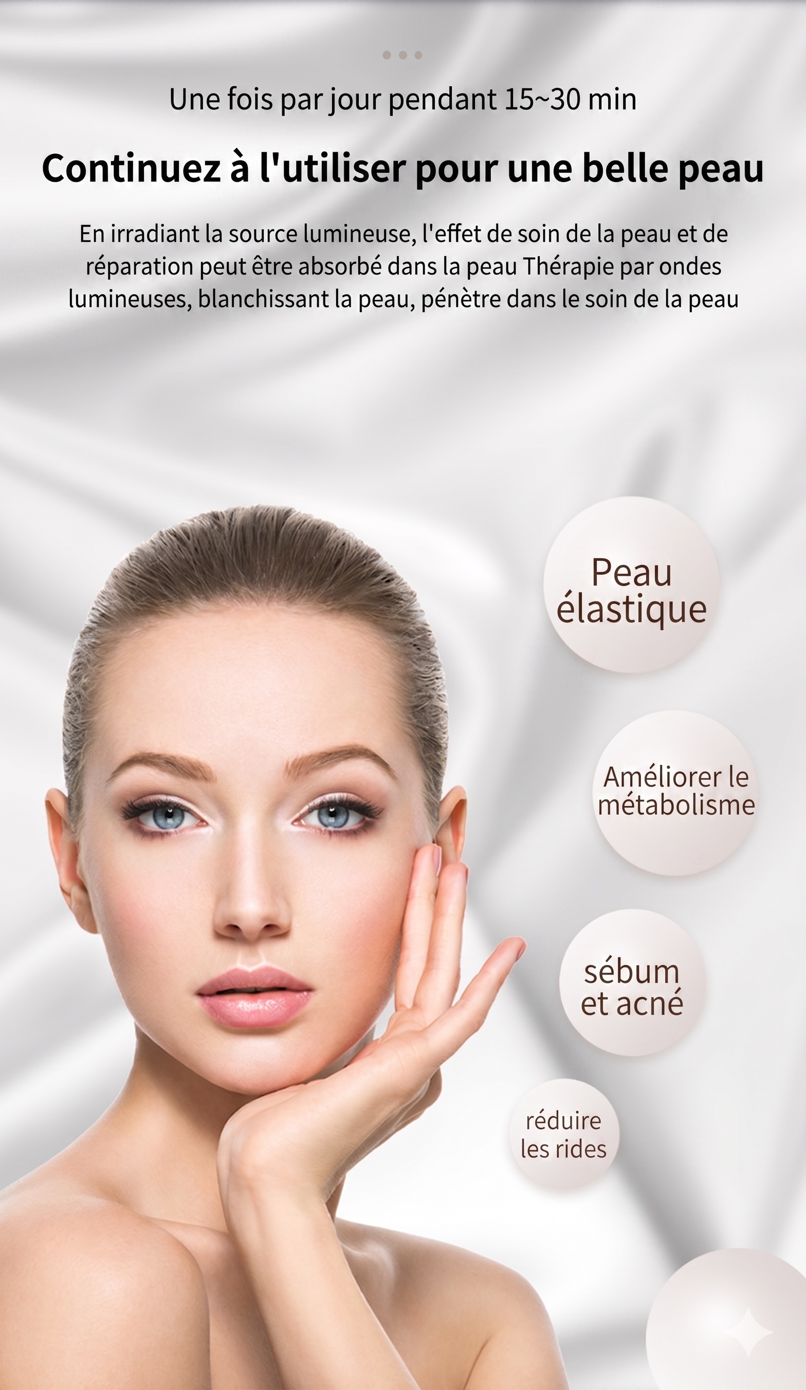 Masque facial de luminothérapie LED - Rajeunissement de la peau par 7 couleurs