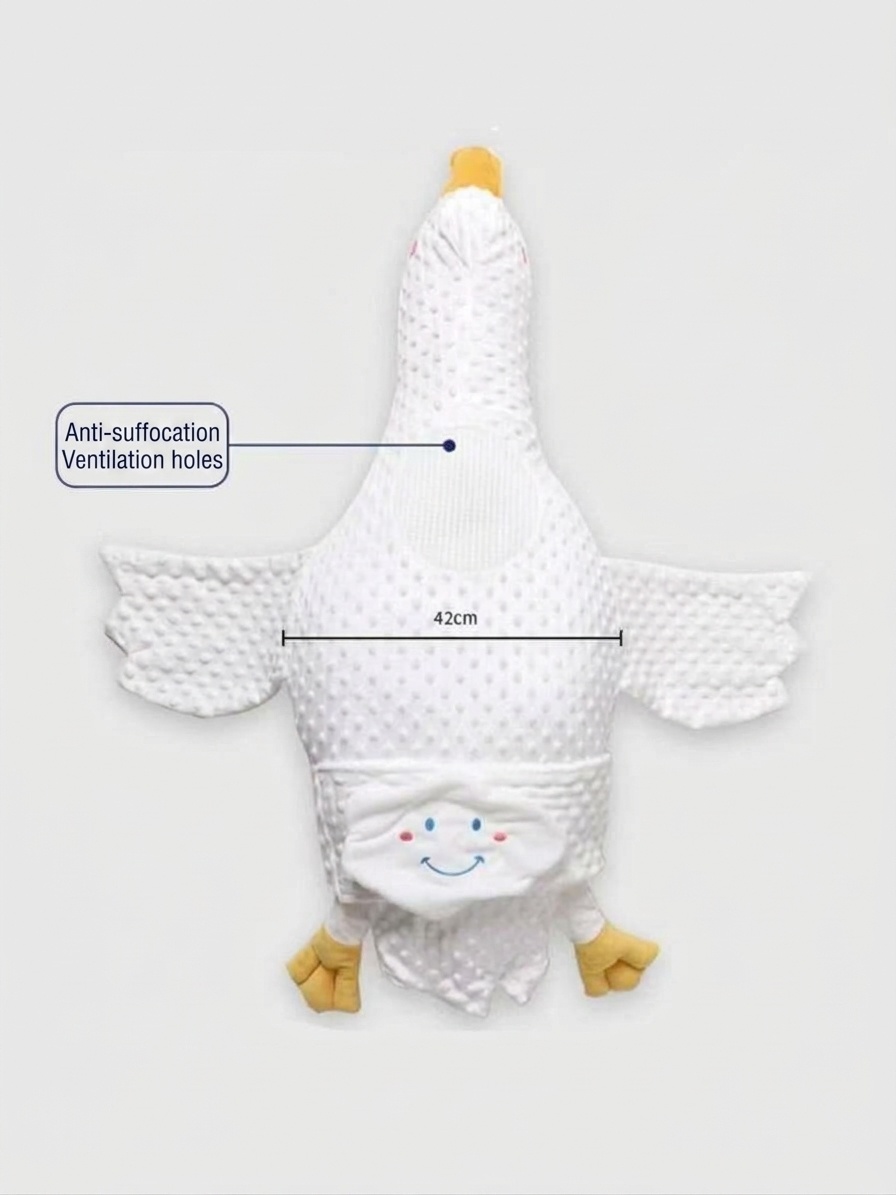 Almohada relajante para bebés con forma de ganso, cojín antiflatulencia para bebés durante el tiempo boca abajo con correa de sujeción, funda extraíble y lavable.