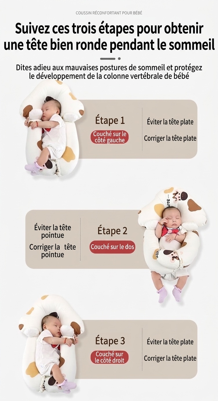 Coussin de positionnement de la tête pour nouveau-né, transat anti-sursaut avec accoudoirs apaisants et housse lavable