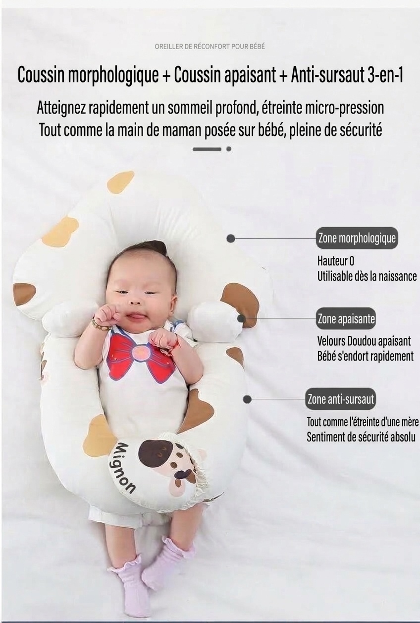 Coussin de positionnement de la tête pour nouveau-né, transat anti-sursaut avec accoudoirs apaisants et housse lavable