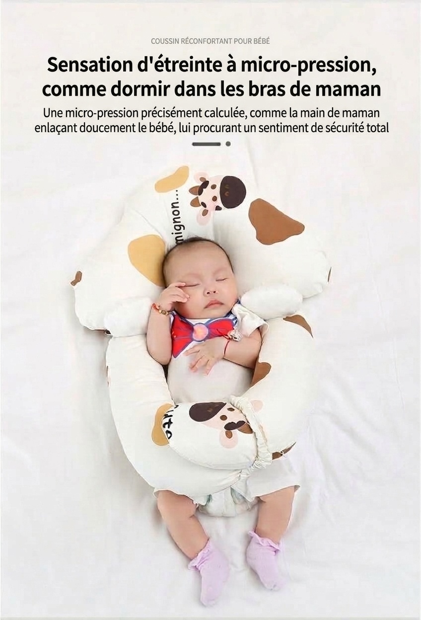 Coussin de positionnement de la tête pour nouveau-né, transat anti-sursaut avec accoudoirs apaisants et housse lavable