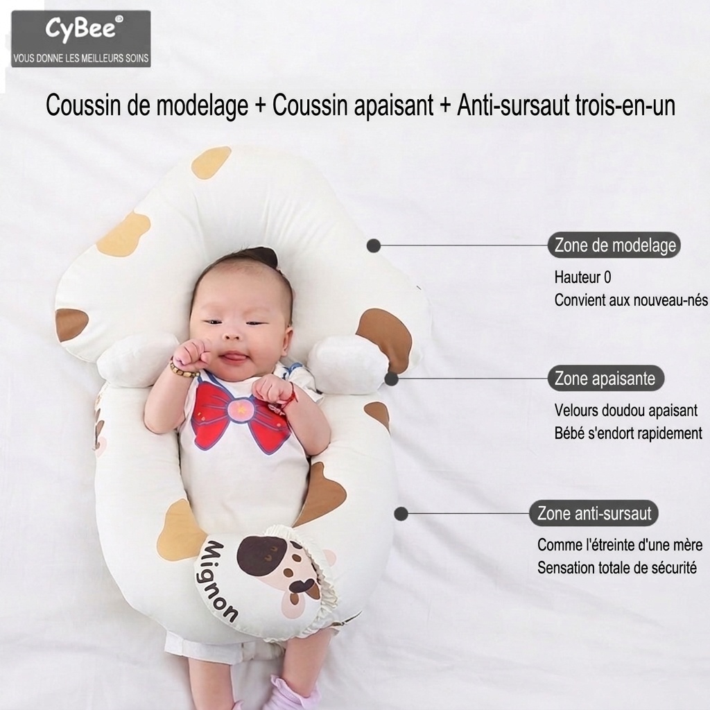 Coussin de positionnement de la tête pour nouveau-né, transat anti-sursaut avec accoudoirs apaisants et housse lavable