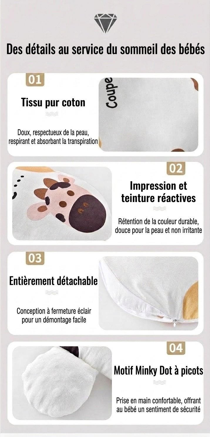 Coussin de positionnement de la tête pour nouveau-né, transat anti-sursaut avec accoudoirs apaisants et housse lavable