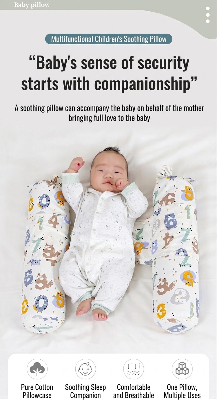 Almohada para bebés que duermen de lado, posicionador ajustable para bebés que evita que el bebé ruede, con relleno de trigo sarraceno natural y funda de algodón.