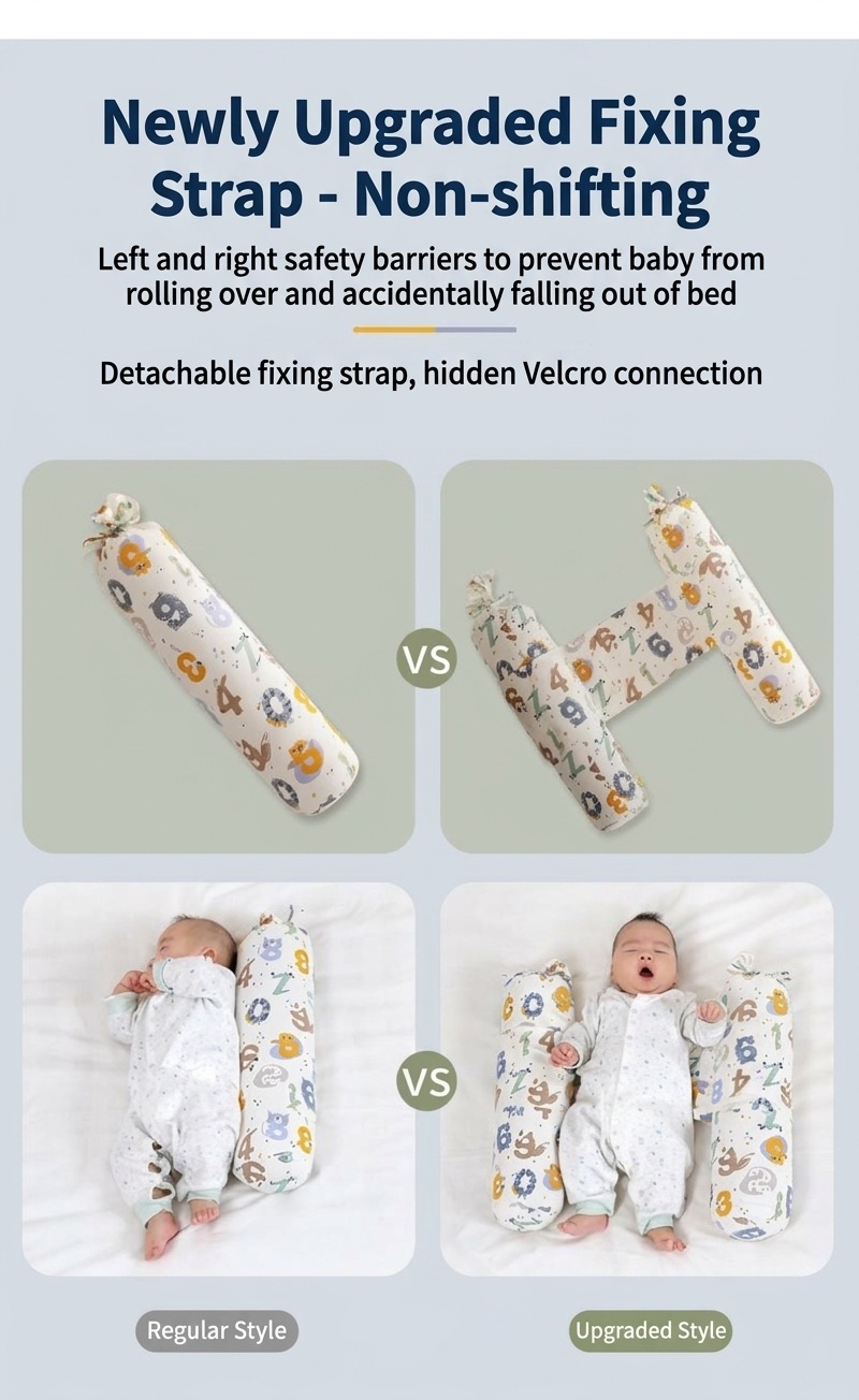 Almohada para bebés que duermen de lado, posicionador ajustable para bebés que evita que el bebé ruede, con relleno de trigo sarraceno natural y funda de algodón.