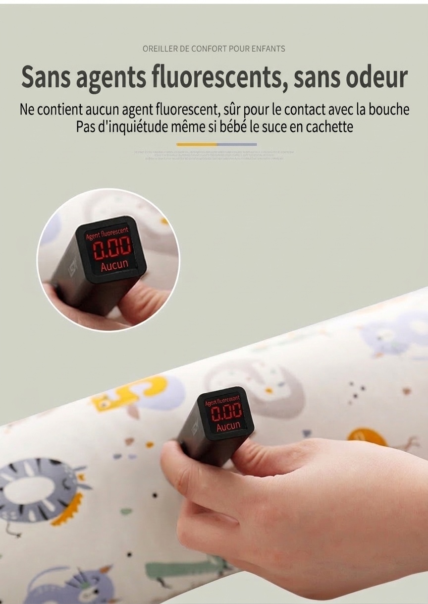 Oreiller de positionnement pour bébé dormant sur le côté, réglable et anti-roulis, garni de sarrasin naturel et recouvert de coton.