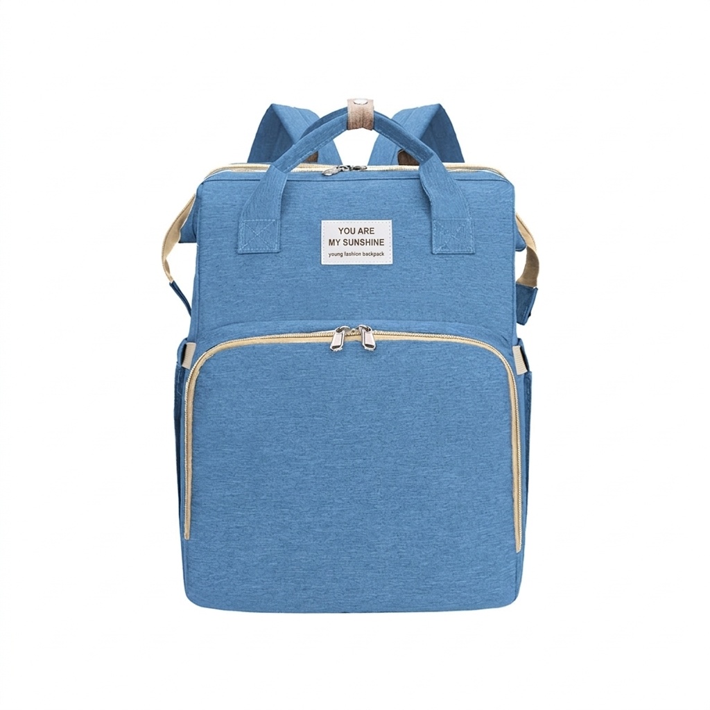 Mochila cambiador 2 en 1 con moisés portátil, cambiador, bolsillos térmicos y puerto de carga USB.